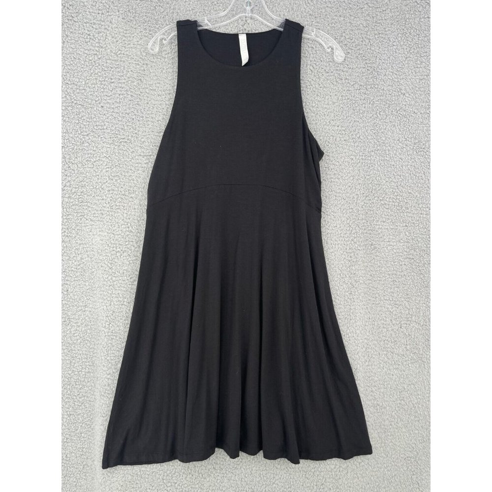 Athleta Black Knit Sleeveless Dress Santorini Thera Fit Flare Short Large Women